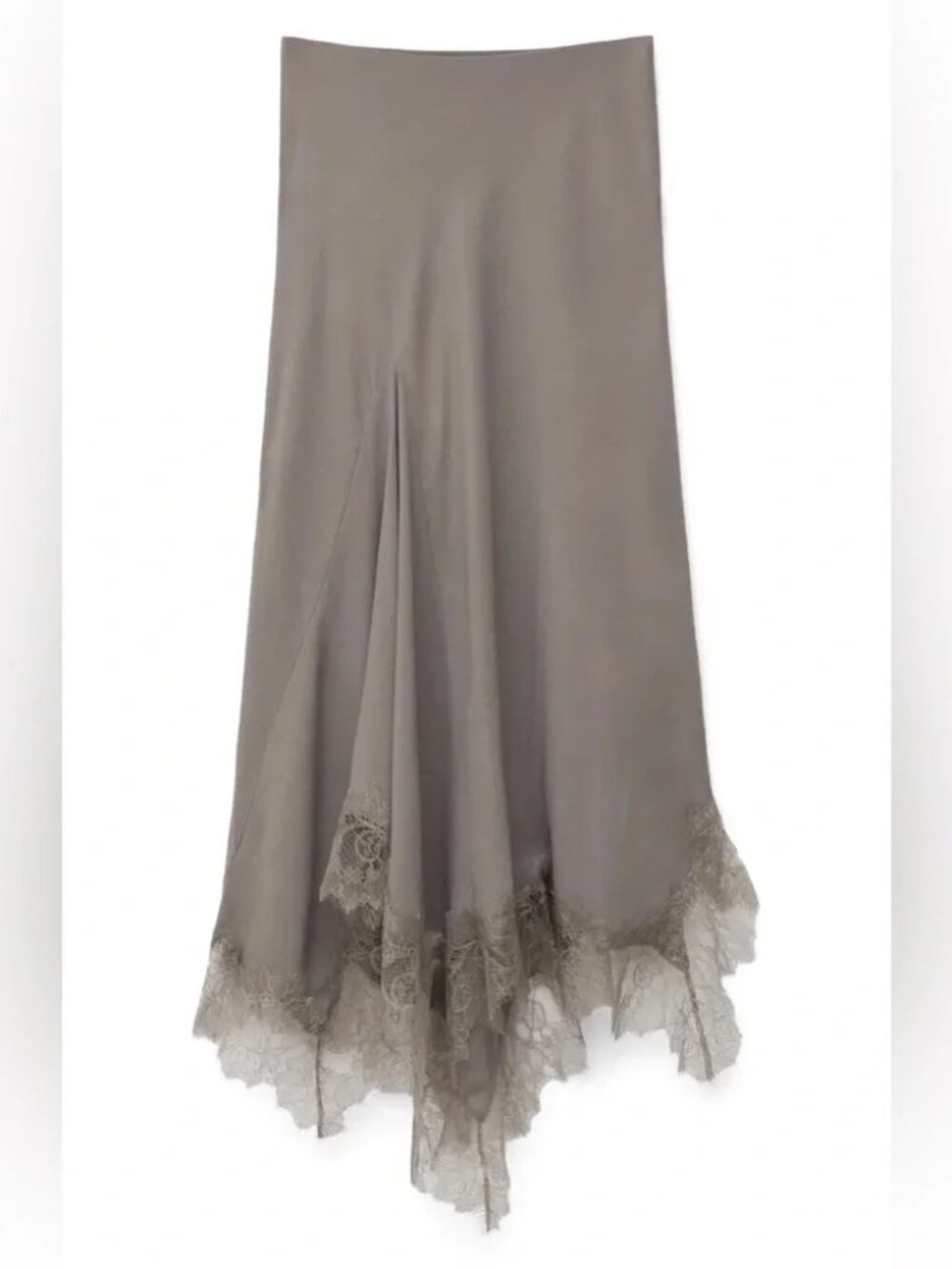 & other stories asymmetrical lace trim, handkerchief hem skirt